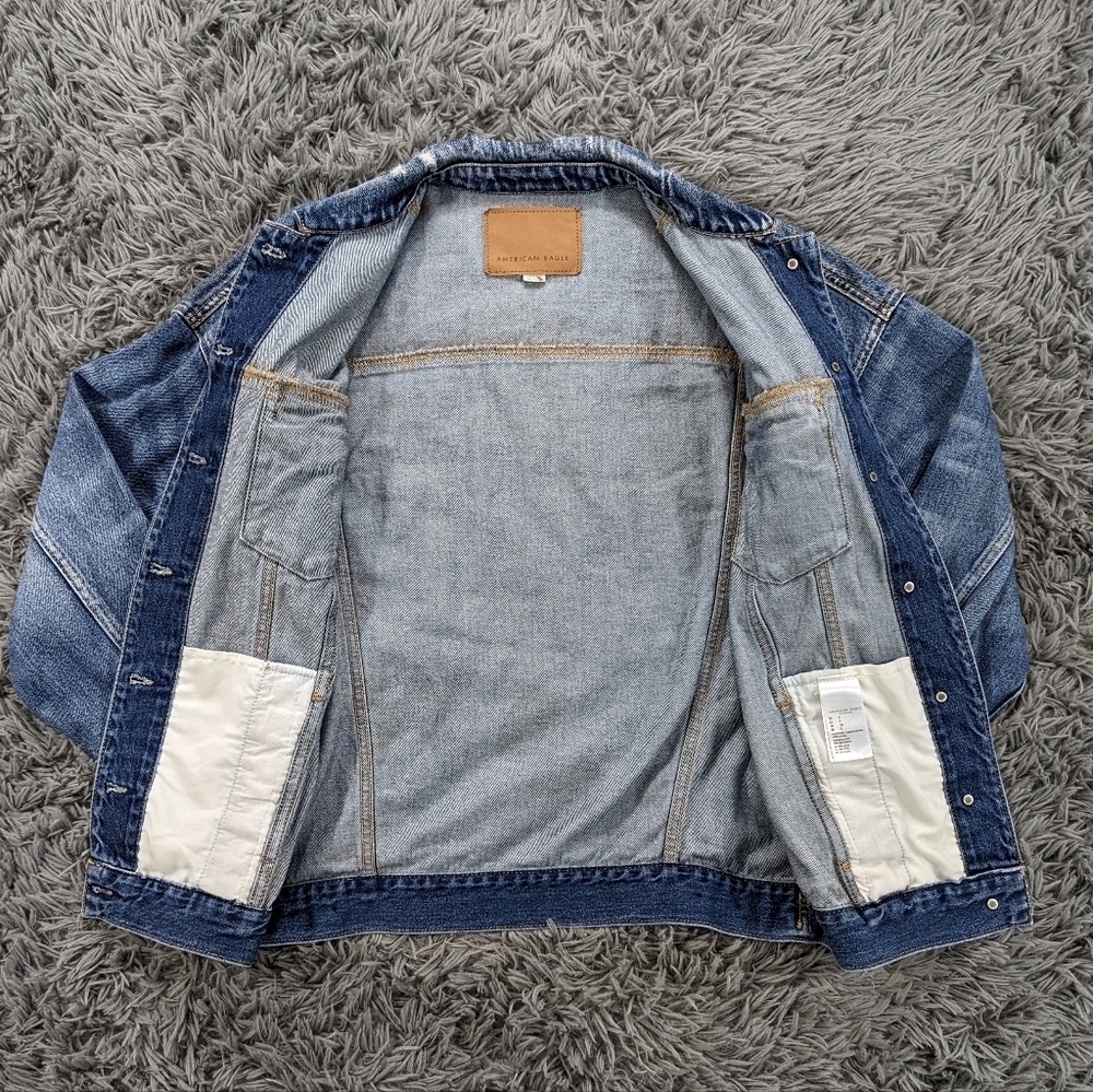 𝅺AMERICAN Eagle Women's Jean Jacket 100% Cotton Dark Wash Small - Picture 5 of 7